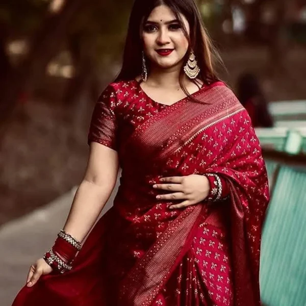 জাপানি সিল্ক আফসান প্রিন্ট[ব্লাউজ পিস সহ] J2025-S02