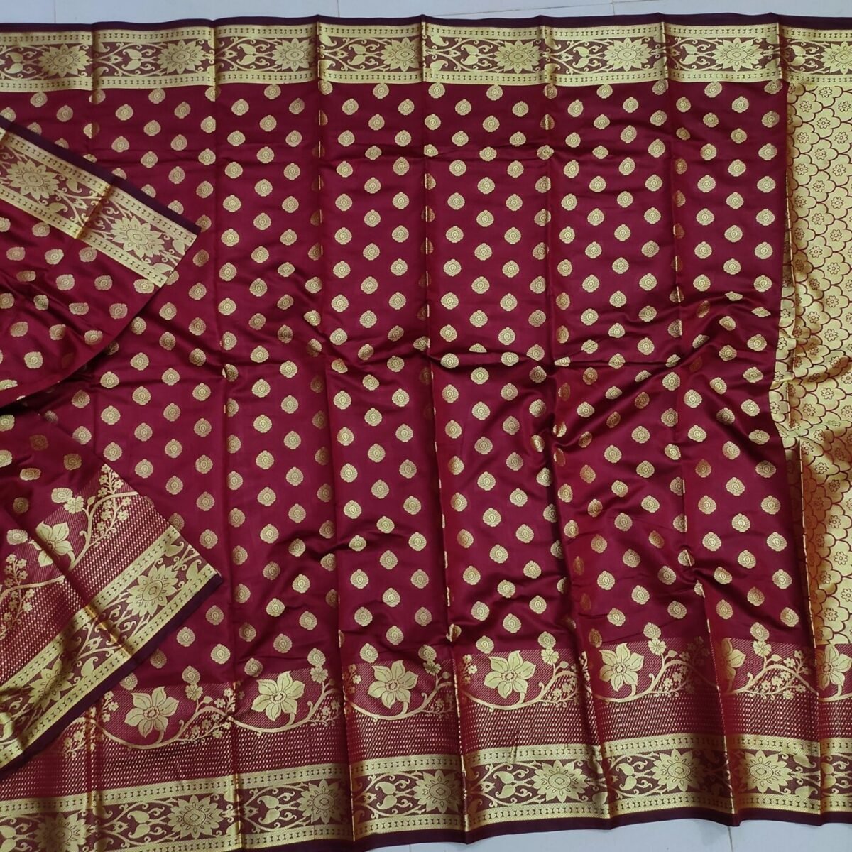 সফ্ট সিল্ক কাতান [ব্লাউজ পিস সহ] K2025-S90 - Image 1