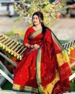 প্রিমিয়াম টাঙ্গাইল কটন শাড়ি (রানিং ব্লাউজ পিসসহ) | TCS-188 - Image 3